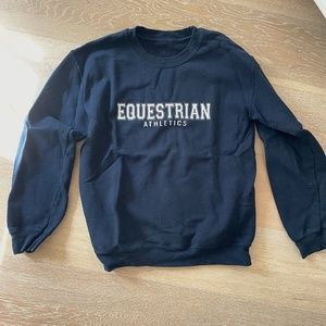 TKEQ The Shop Equestrian Athletics Crewneck, Navy and White
